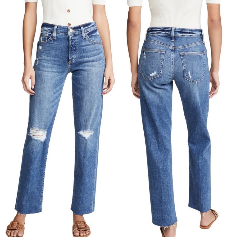 JOE’S JEANS The Niki Mid-Rise Distressed Boyfriend Raw Hem Button Fly Size 29